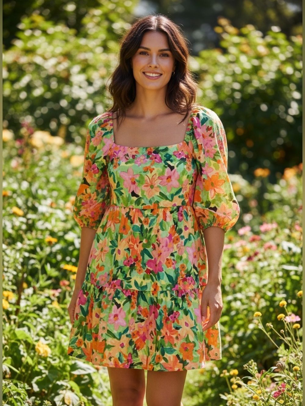 NWT Sanctuary Bright Green Floral Summer Dress